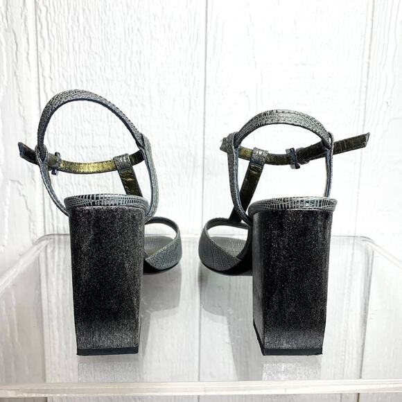 LANVIN Studio 54 Silver Metallic T-Strap Heels US 10.5 - Picture 7 of 10